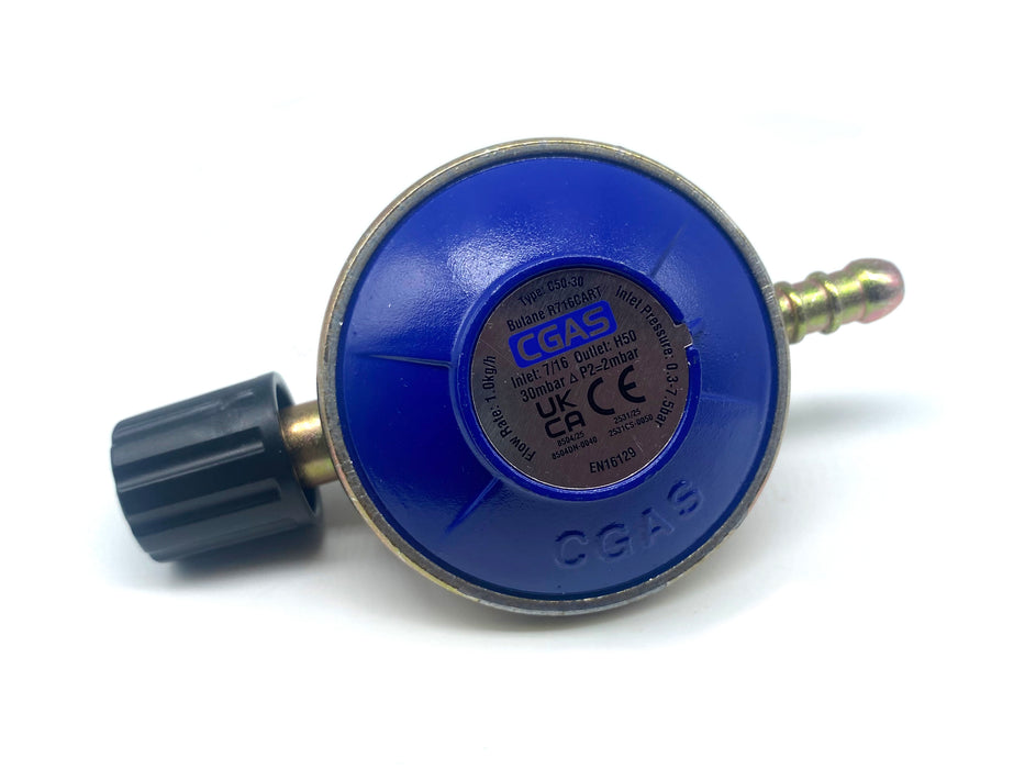 Regulator 30 mbar, 7/16 - slang 8 mm TILL ENGÅNGSFLASKA