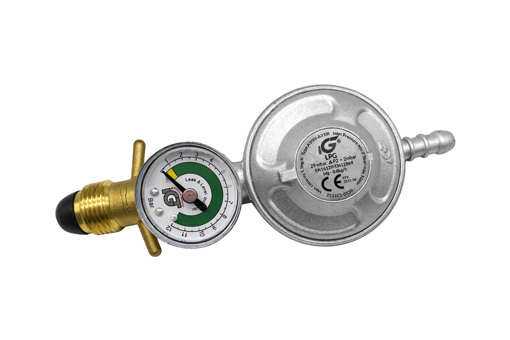Regulator med nivåindikator POL - slang 8 mm, 30 mbar
