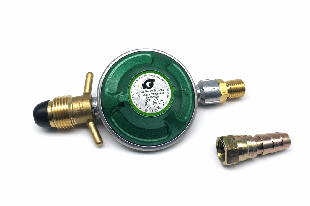 Regulator POL - 1/4"V utv. inkl slangsockel 10 mm, 30 mbar