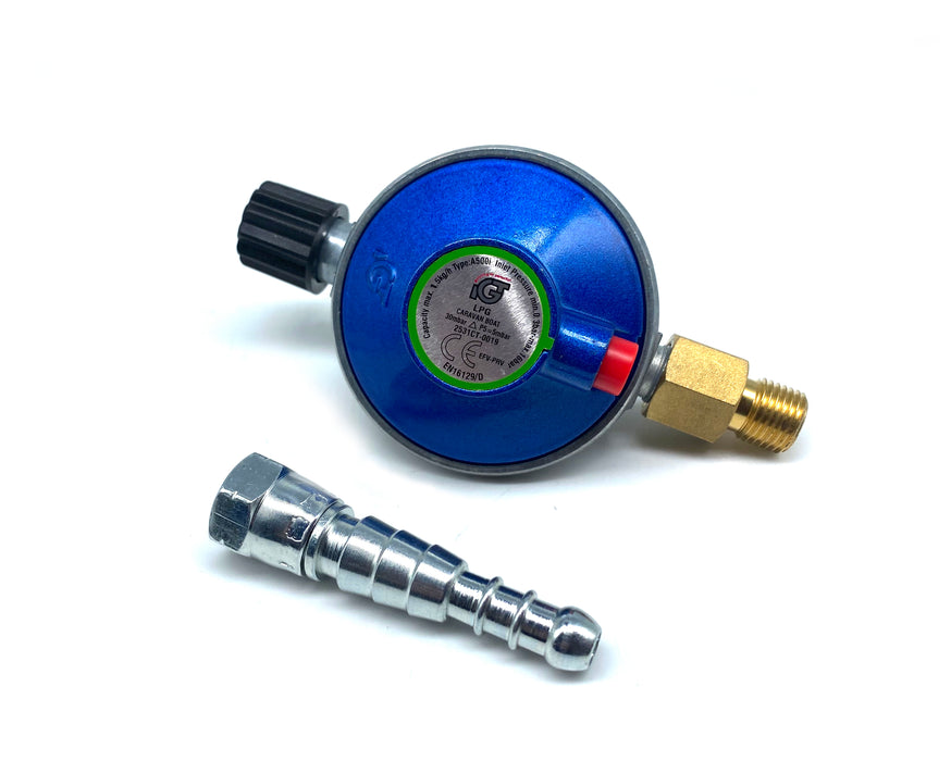 Regulator 30 mbar M14 x 1,5 - slang 8-11 mm TILL BLÅ CAMPING FLASKA