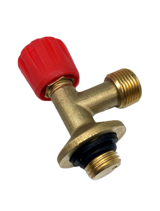 Anslutningsventil vinklad, M14x1,5 utv. - 3/8"V utv. (till Svensk campingflaska)