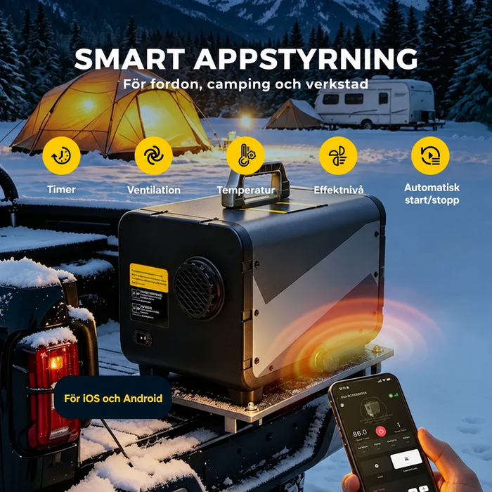 Dieselvärmare Kraftfull 9 kW WiFi, CO-larm