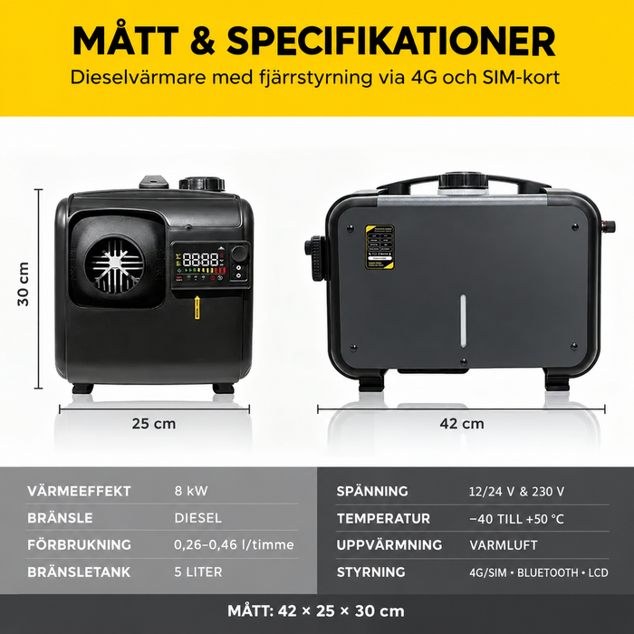 Dieselvärmare 8 kW 4G SIM-kortsstyrning