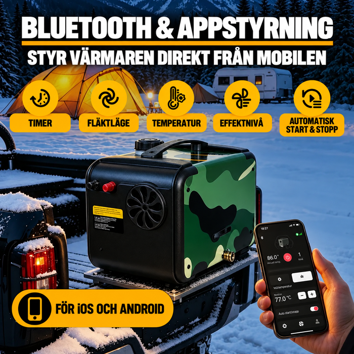 Dieselvärmare 8 kW, Bluetooth - CO-fjärrkontroll