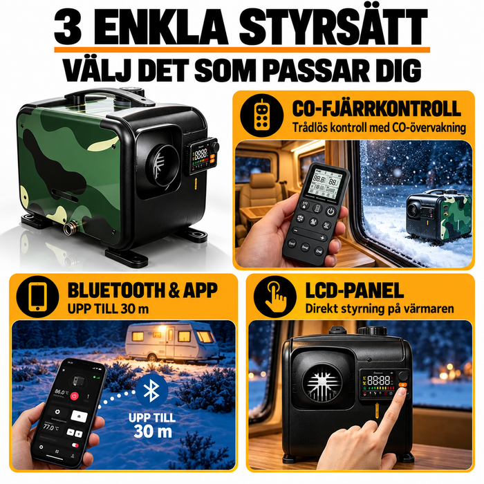 Dieselvärmare 8 kW, Bluetooth - CO-fjärrkontroll