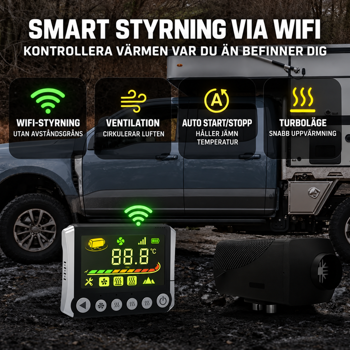 Dieselvärmare 8 kW, WiFi, Bluetooth – 12/24 V