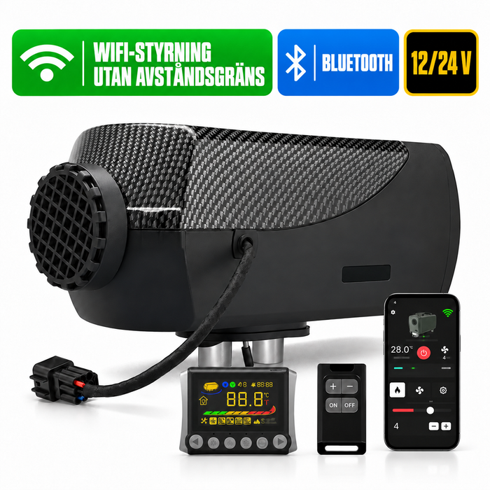 Dieselvärmare 8 kW, WiFi, Bluetooth – 12/24 V