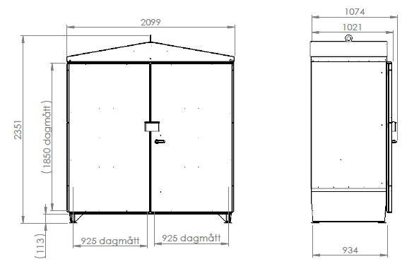 Gasförråd 2 dörrar 197 cm 20-26st Flaskor