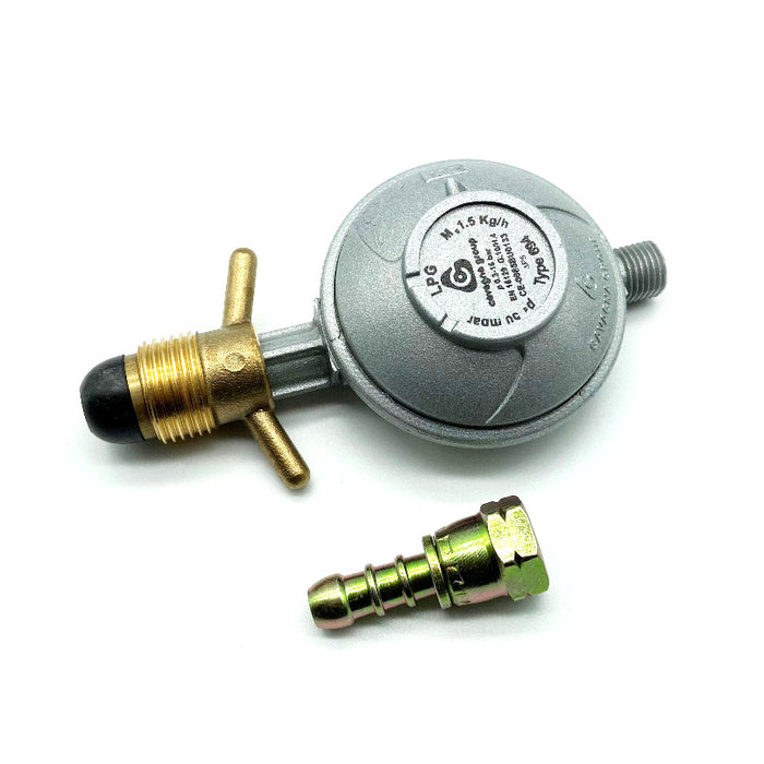 Regulator 50 mbar POL - 1/4" V  utv inkl slangsockel 8 mm
