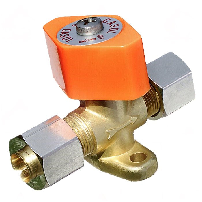 Snabbavstängningsventil med fäste, rör 8 mm - rör 8 mm (M13 x 1)