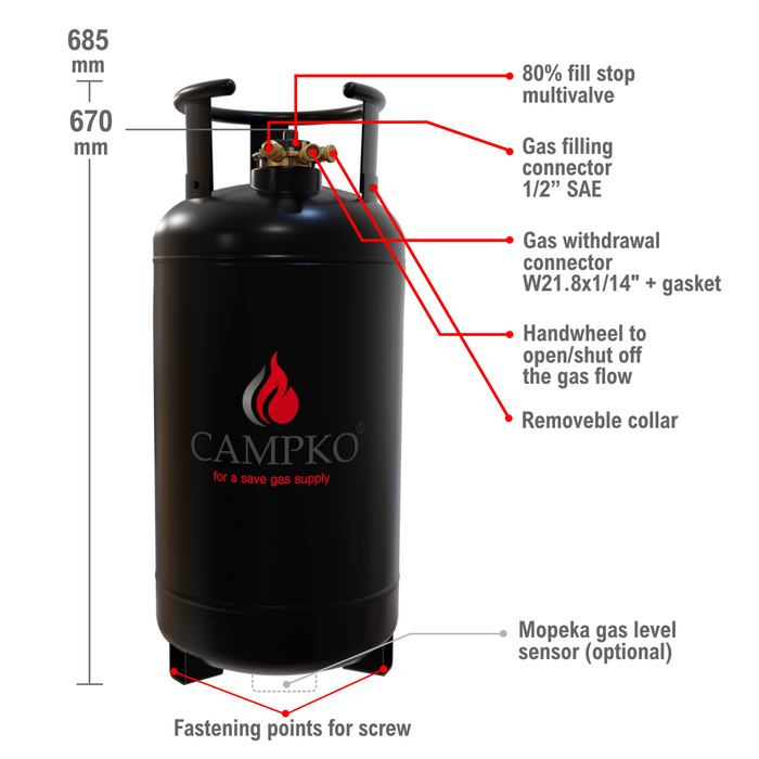 LPG-flaska Stål, 36 L